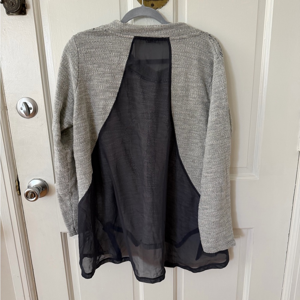 Gray Sheer Back Women Sweater